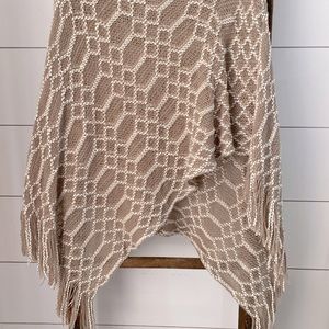 Soft & Cozy Tan Knit Boutique Poncho
